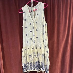 Anthropologie Floral Embroidered Sleeveless Dress